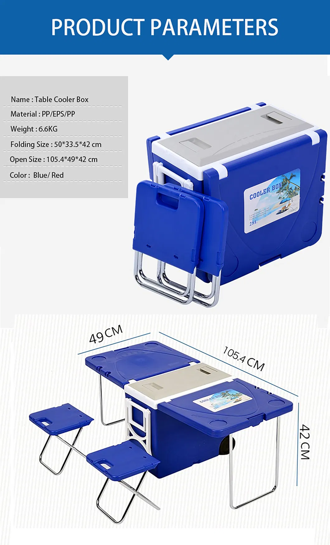 High Quality Outdoor Folding New Design Table Portable Camping Travel Cooler Box with Wheels Plastic Cooler Box with Table