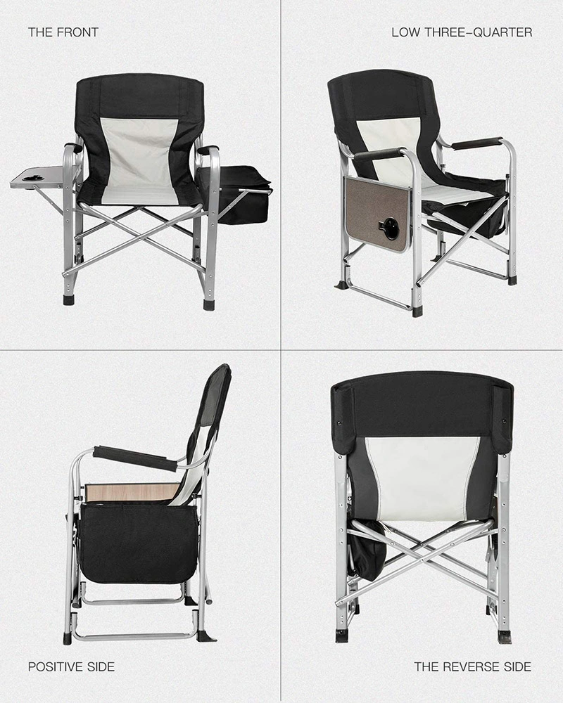 Folding Camping Chair Heavy Duty with Side Tables and Cooler Bag Director&prime; S Chair Outdoor Camp Chair