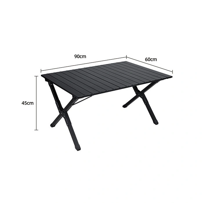 Outdoor Custom Logo Foldable Ultralight Portable Wooden Folding Egg Roll Table Picnic Aluminum Dining Foldable Black Travel Table