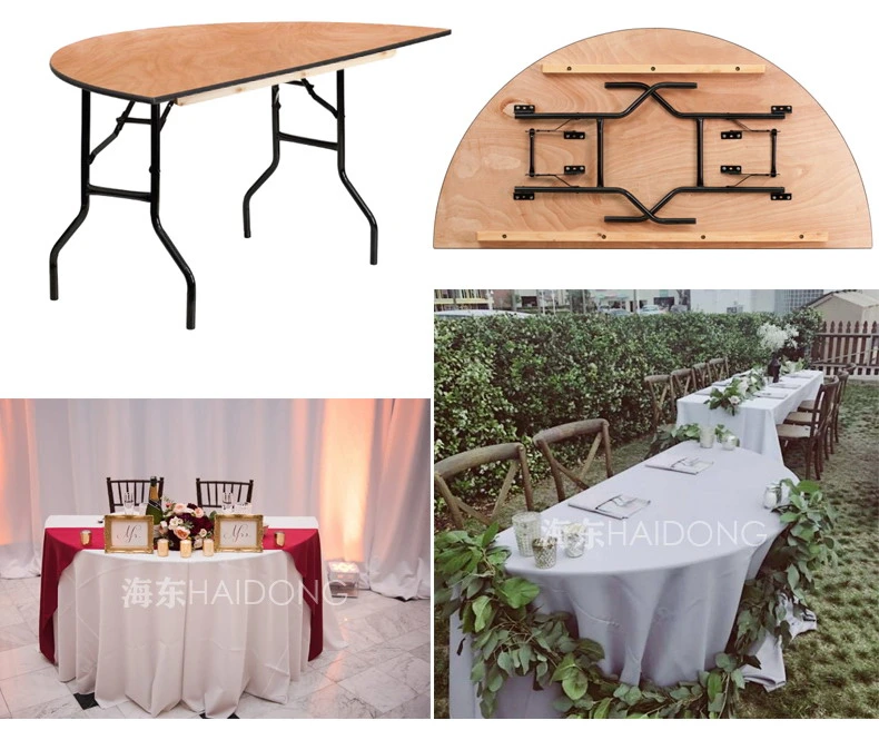 Factory Price Rectangular Foldable Plywood Folding Dining Tables for Wedding Event