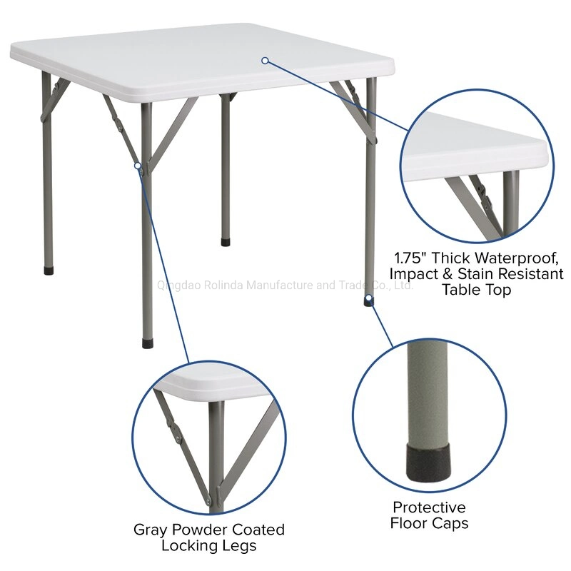 Commerical Grade Wholesae 34inch Plastic Folding Square Table, Outdoor Leisure Table, Household Dinning/Game Table Buffet Table