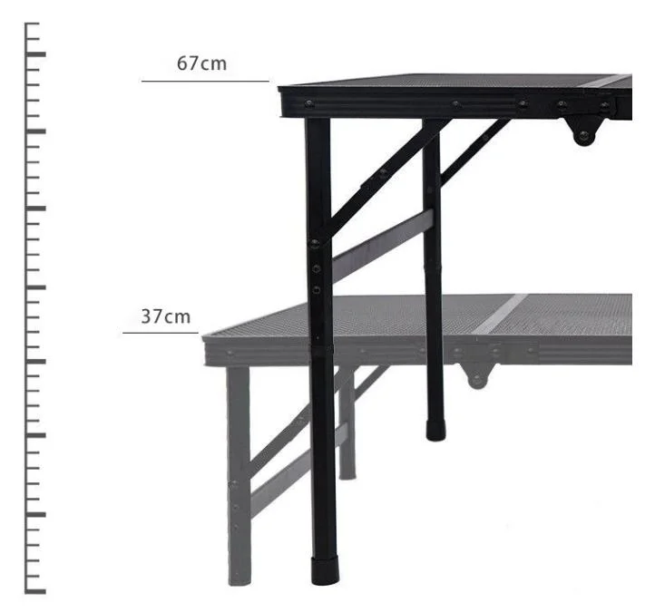 Outdoor Multifunctional Iron Mesh Large Folding Table Storage Rack Camping Table Chair Leisure Chair Aluminum Alloy Lifting Barbecue Table Stable Support