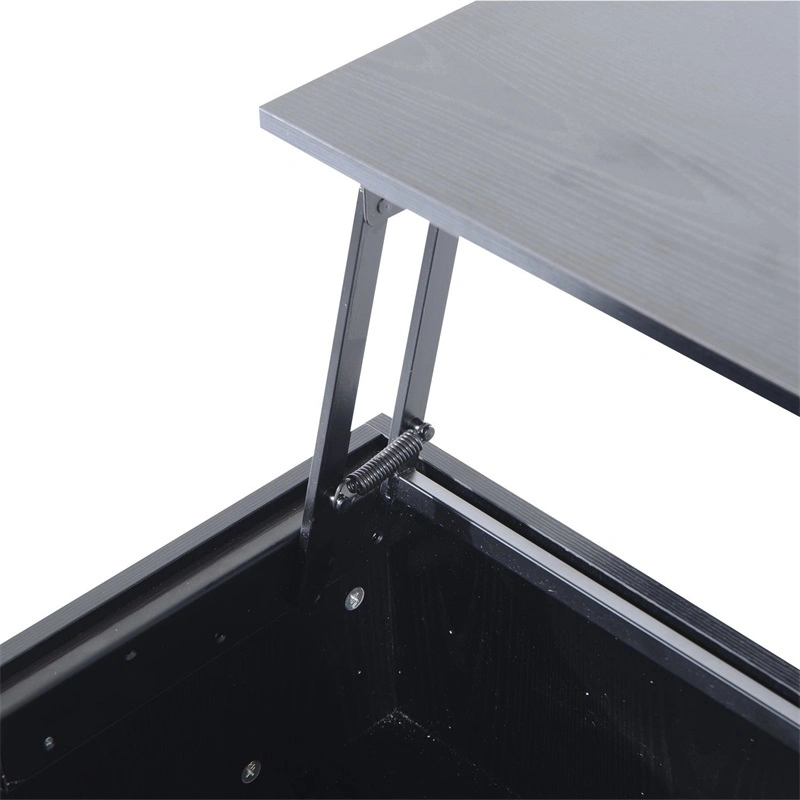 Black Color Fold-Able Wooden Coffee Table with One-Drawer