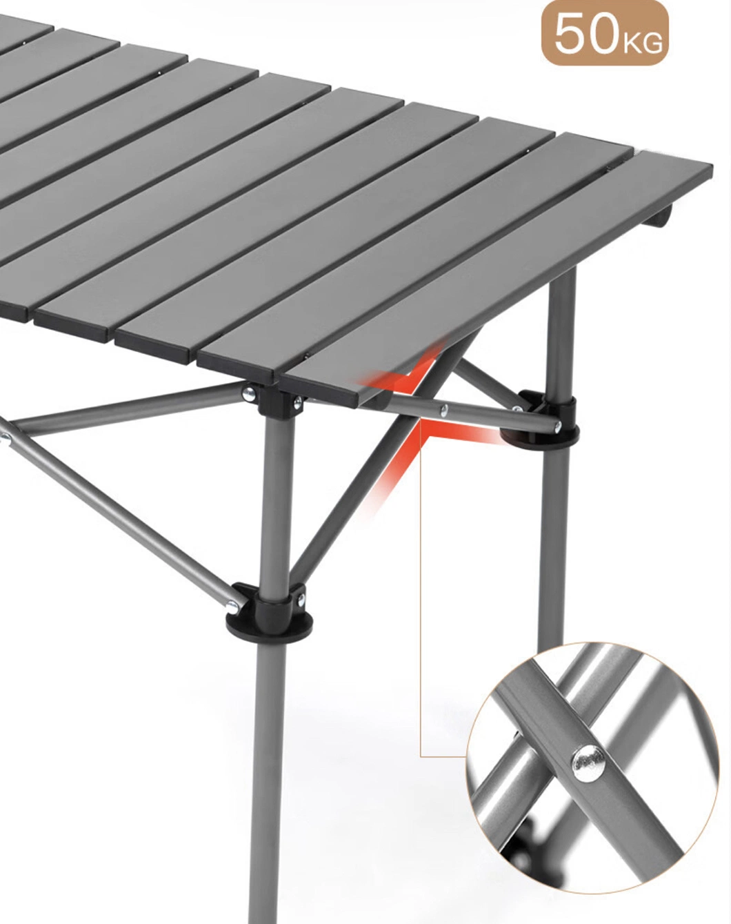 Customizable and Adjustable Height Portable Camping Equipment, BBQ, Lightweight Aluminum Alloy Folding Outdoor Table