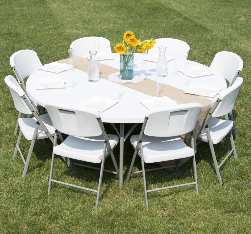 Portable 5 FT 60 Inch Outdoor Dinner Camping White Round Folding Table