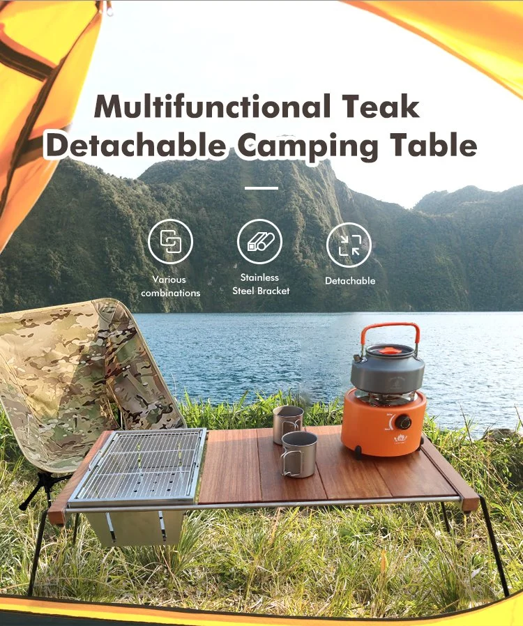 Portable BBQ Igt Camping Table Camping Wooden Folding Table