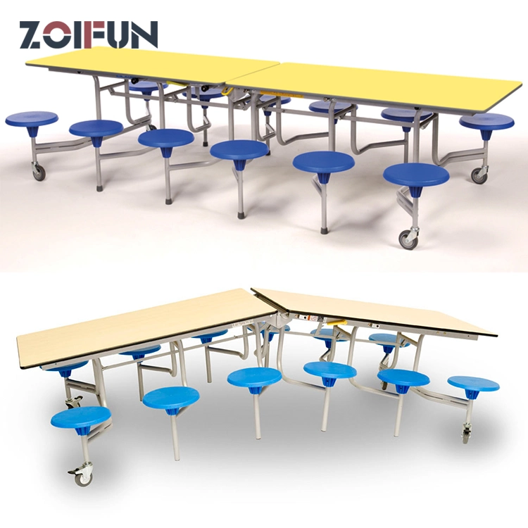 High Quality Mobile Metal Frame School Dining Room Canteen Folding Table and Chair