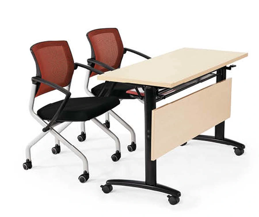 Black Metal Moving Desk Office School Conference Hall Folding Table