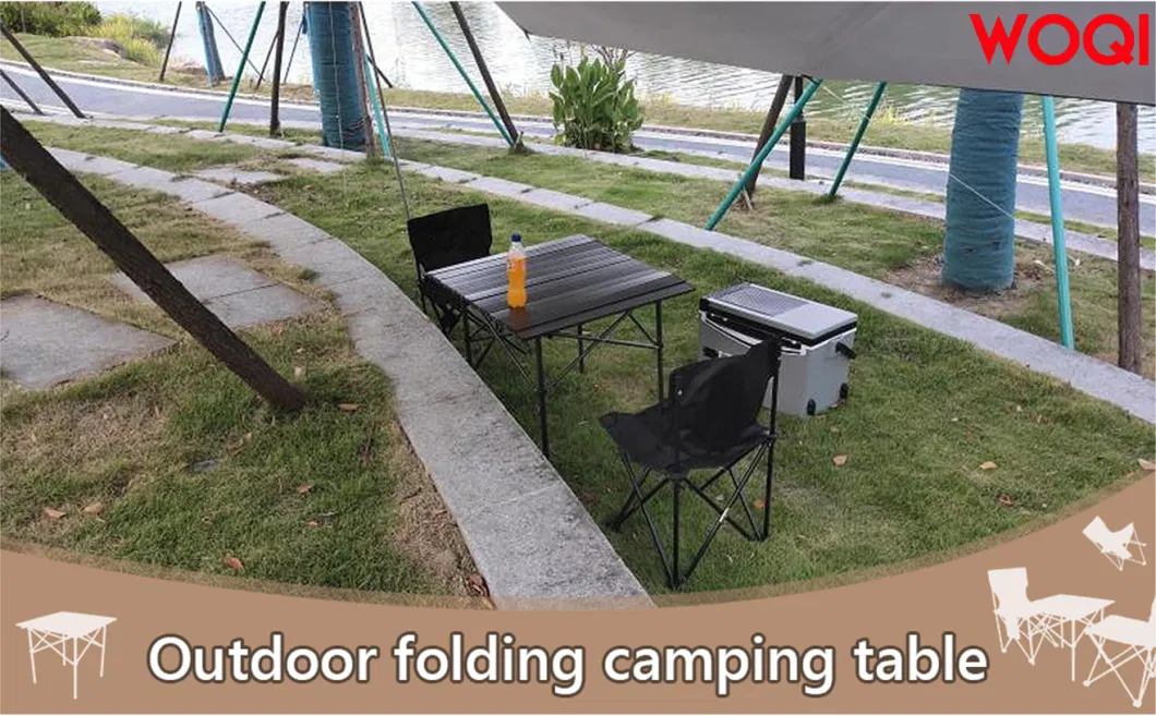 Woqi Folding Camping Table 4 Chair Set, Lightweight Folding Portable Table Strap