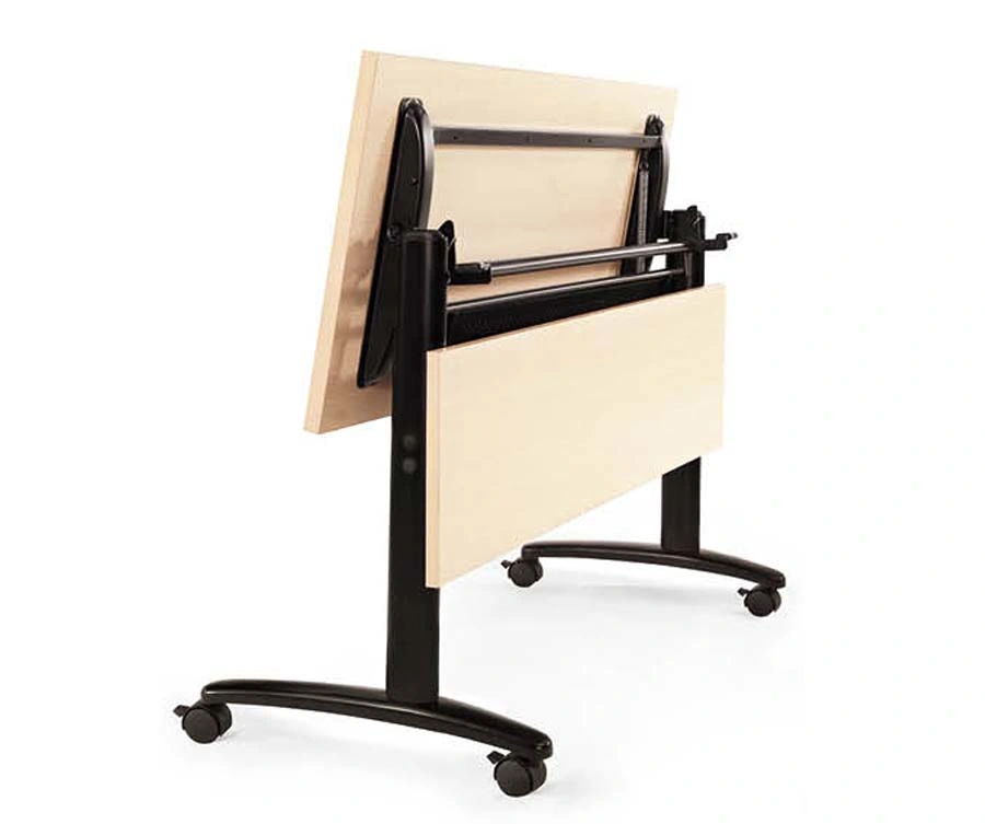 Black Metal Moving Desk Office School Conference Hall Folding Table