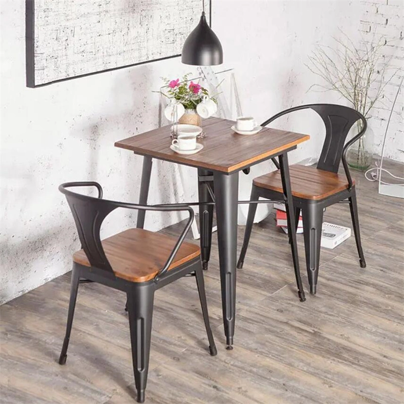 Custom Wood Dining Table Set Retro Themed Restaurant Dining Table Chairs