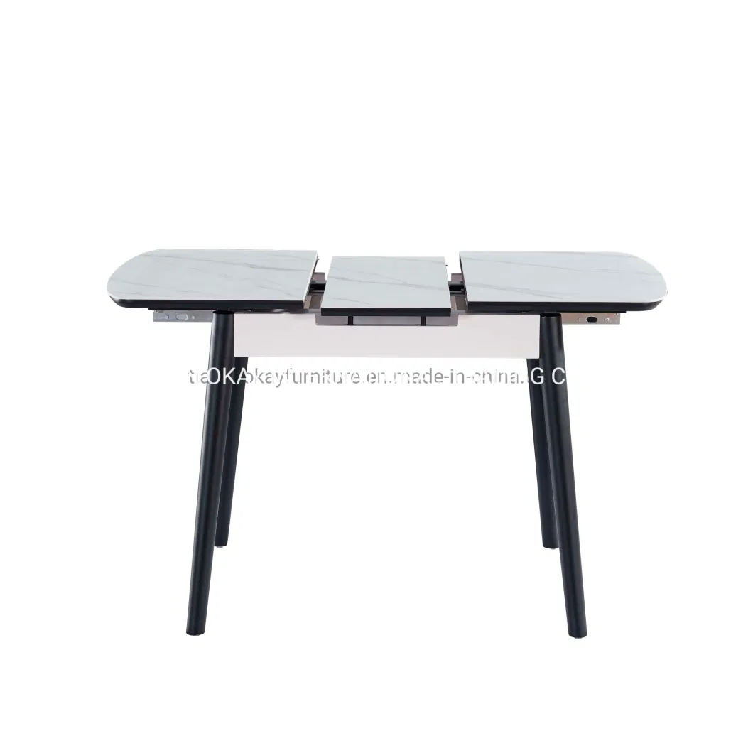 Modern Length Adjustable Folding Square Tempered Glass Dining Room Table