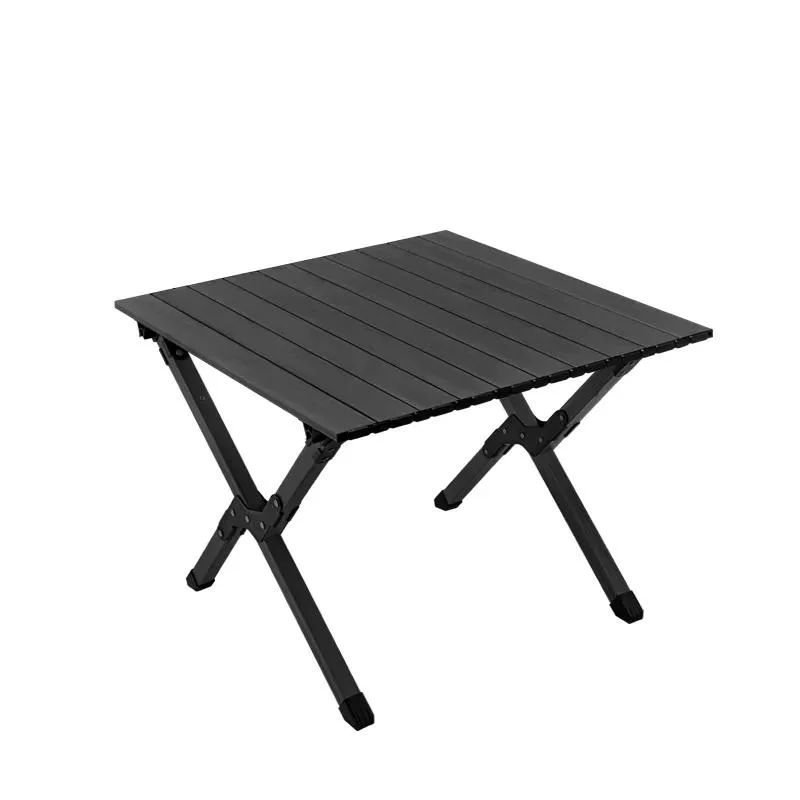 Outdoor Custom Logo Foldable Ultralight Portable Wooden Folding Egg Roll Table Picnic Aluminum Dining Foldable Black Travel Table