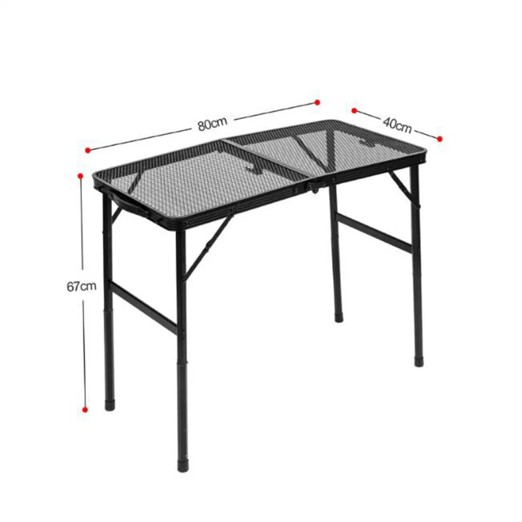 New Design 2 in 1 BBQ Picnic Convenient Grill Side Handle Adjustable Height Barbecue Outdoor Folding Aluminum Camping Table