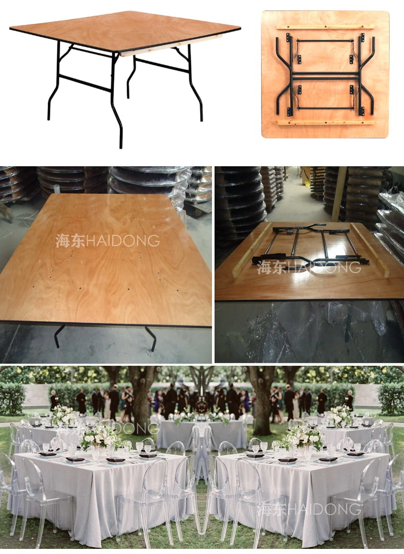 Factory Price Rectangular Foldable Plywood Folding Dining Tables for Wedding Event