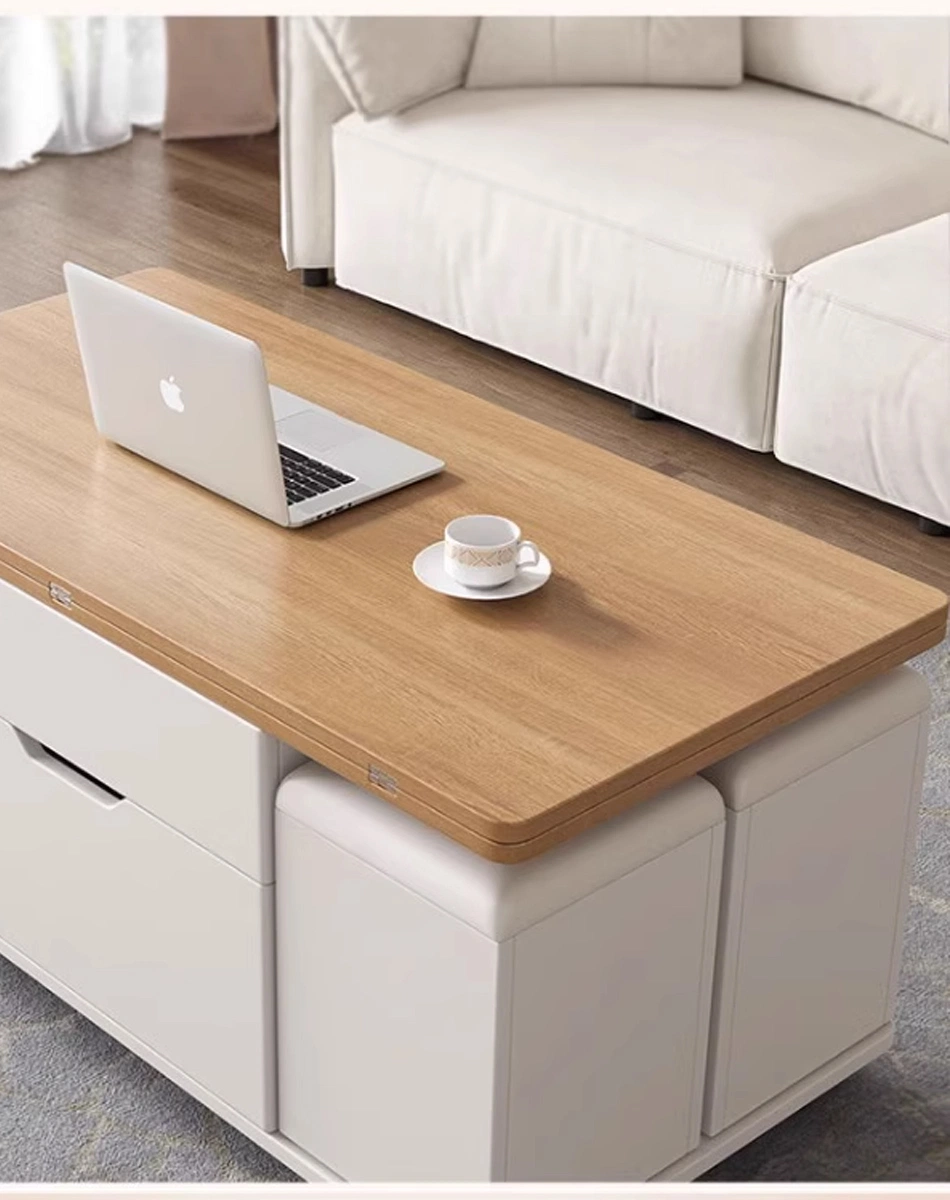 Modern Living Room Furniture Multifunctional Square Extendable Center Table Wooden Folding Coffee Table