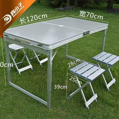  Tavolo per picnic pieghevole in alluminio con 4 banchi 4 posti a regolazione Set tavolo e sedie portatile per campeggio
