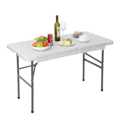 Economico CAMPING esterno 4FT tavolo pieghevole in plastica bianca per pranzare