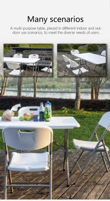 Tavolo da picnic con sedie in plastica da 1,6 M, pieghevole, per banchetti di eventi