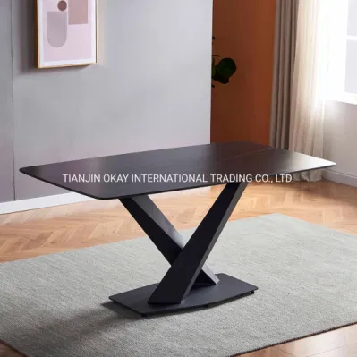 Fabbricare OEM Nice Design moderno Italian Grey Slate tavolo da pranzo Tavolo da pranzo in ceramica