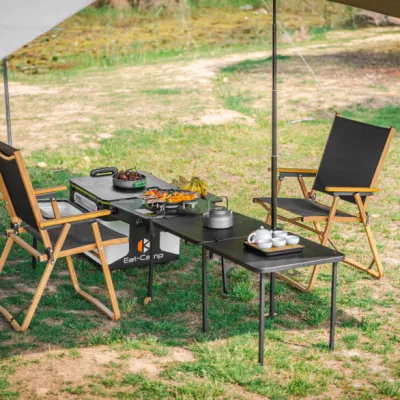  Lumaca viaggio esterno Camping cucina Stand Folding tavolo picnic Folding Mesa De Camping Table con barbecue Grill