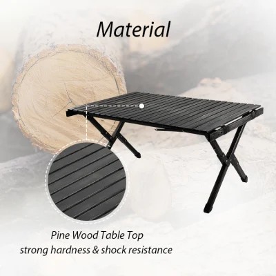  Kinggear Camping esterno Portable legno Folding tavolo a rotelle uovo personalizzato Tavolo nero per picnic con logo