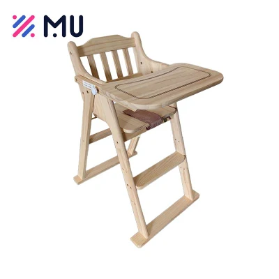 Pino legno Easy Fold Bambini tavolo da pranzo sedia con Vassoio regolabile