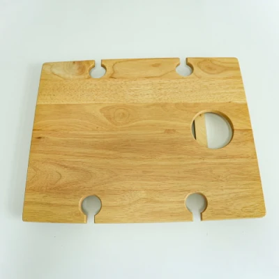 Legno vino picnic tavolo da pranzo Campeggio esterno pieghevole tavolo in legno con Portasnack per bicchieri da vino