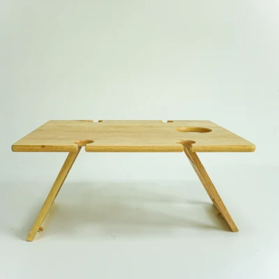 Legno vino picnic tavolo da pranzo Campeggio esterno pieghevole tavolo in legno con Portasnack per bicchieri da vino