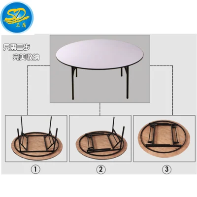  Fabbrica direttamente Vendita legno compensato PVC Hotel tavolo da pranzo pieghevole