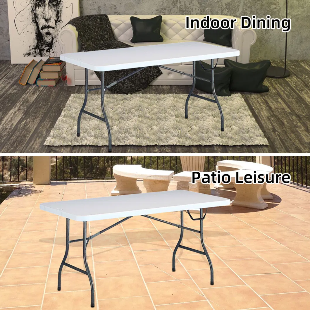 Wholesale 6FT Camping Dining Outdoor Plastic Rectangular White Folding Table