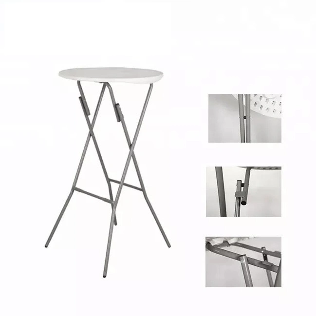 60cm Round High Top Portable Folding Bar Cocktail Table Bar Furniture Commercial Furniture Modern Powder Coated Metal Frame