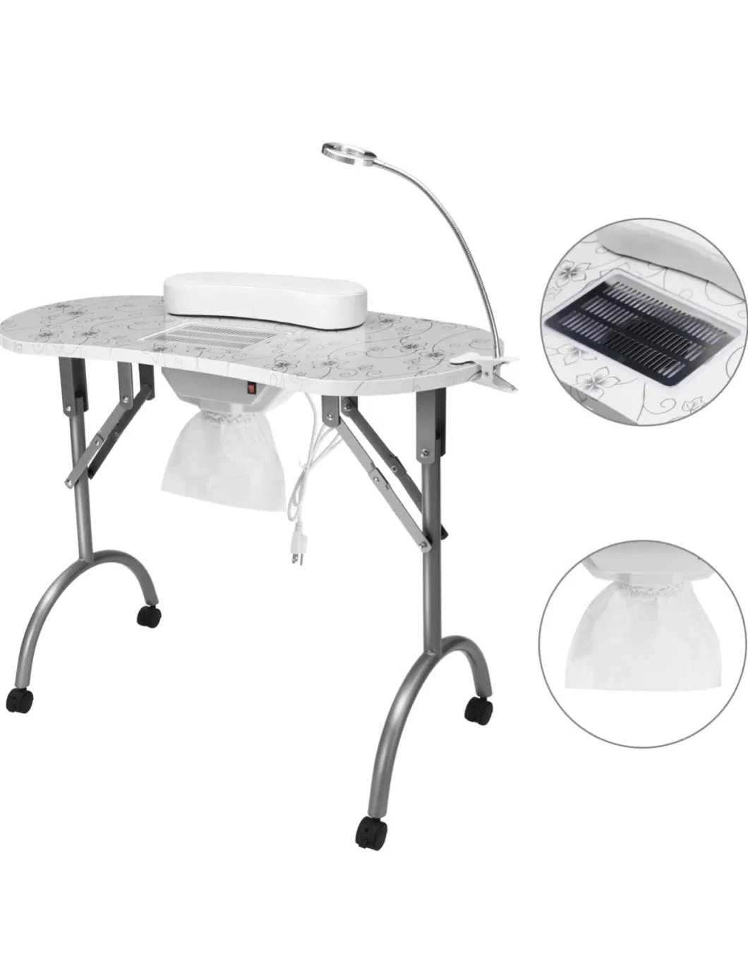 Beauty Salon Nail Furniture Manicure Table with Fan Folding Portable Nail Desks