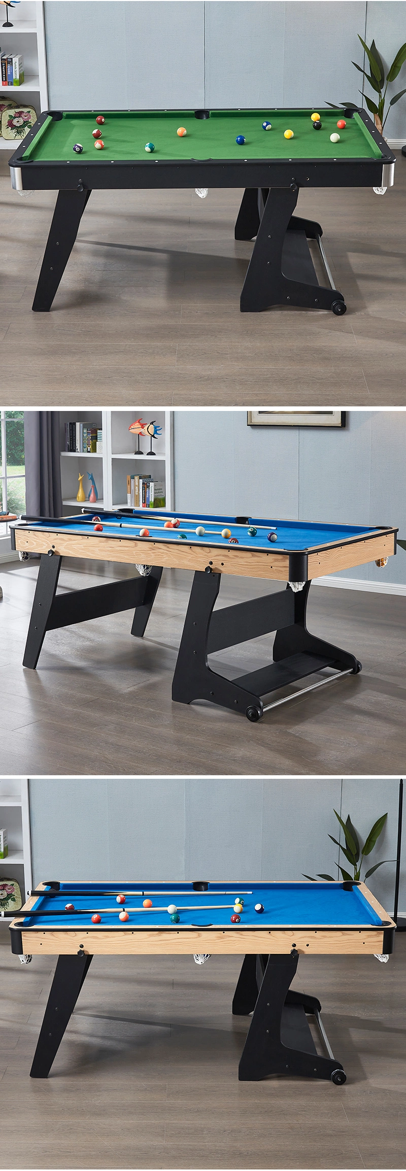 6FT Wooden Color Foldable Pool Table