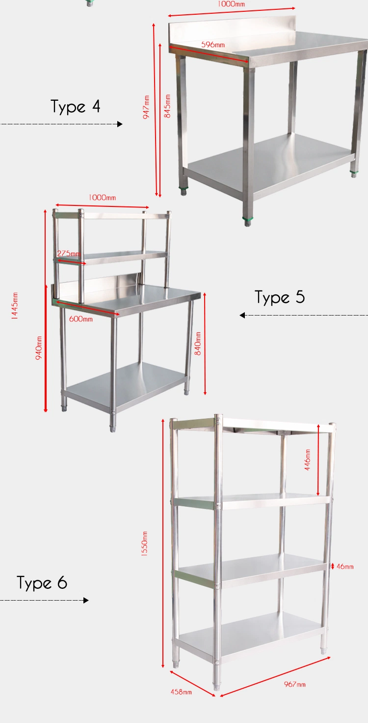 Food Grade 304 Stainless Folding Steel Ss Table for Restaurant Work