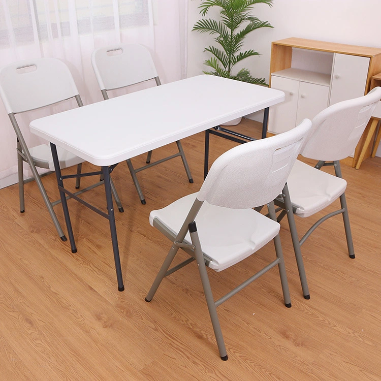 High Quality Foldable Furniture White Modern Plastic Metal Dining Rental Outdoor Folding Table