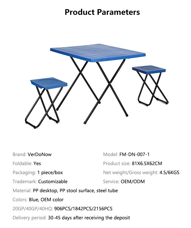 Commercial Folding Square Table Chair with Metal Legs