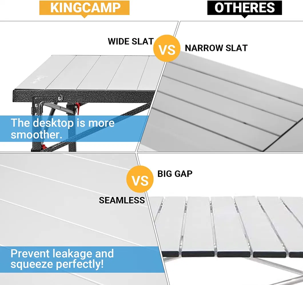 Woqi Camping Table with Adjustable Feet, Aluminum Folding Table