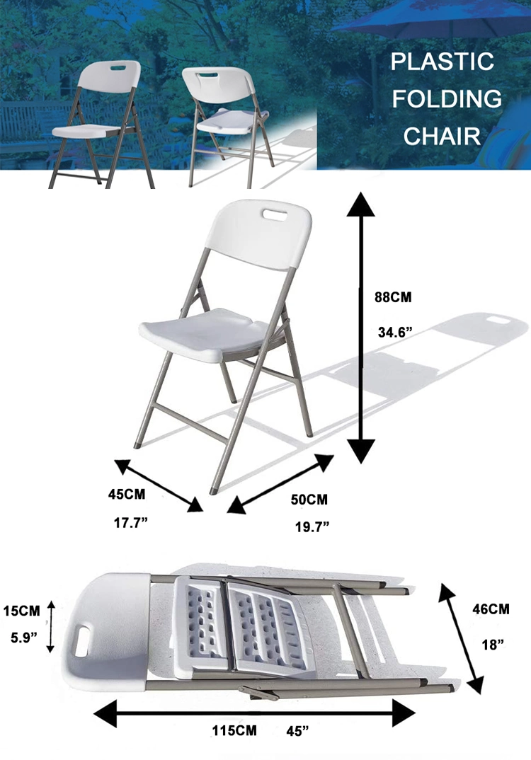Spain Outdoor Furniture Pack of 6 Molded Plastic Outdoor Tables and Chairs White Folding Plastic Chair