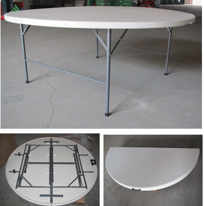 Chinese Manufacture Foldable Metal Legs Plastic Round Top Catering Table