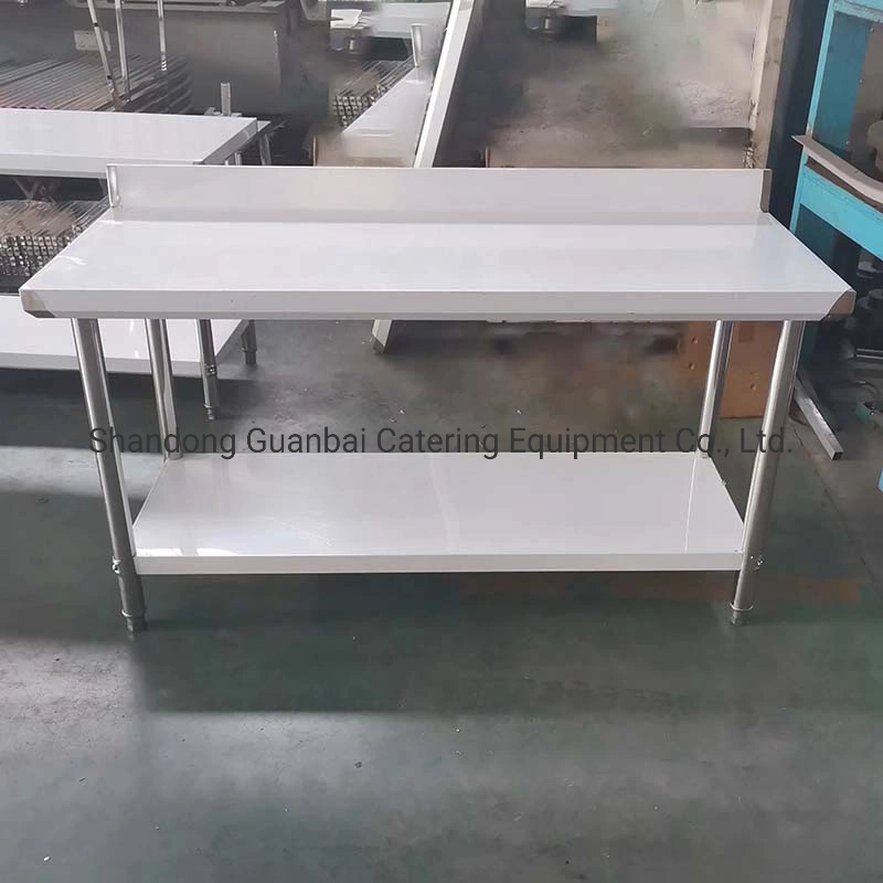 High Quality Kitchen Furniture Stainless Steel Kitchen Work Table with Splash Back Stainless Steel Folding Table Laundry