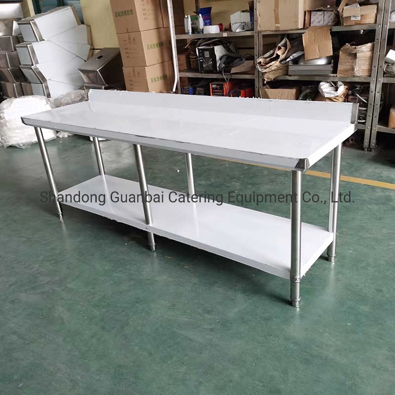 High Quality Kitchen Furniture Stainless Steel Kitchen Work Table with Splash Back Stainless Steel Folding Table Laundry