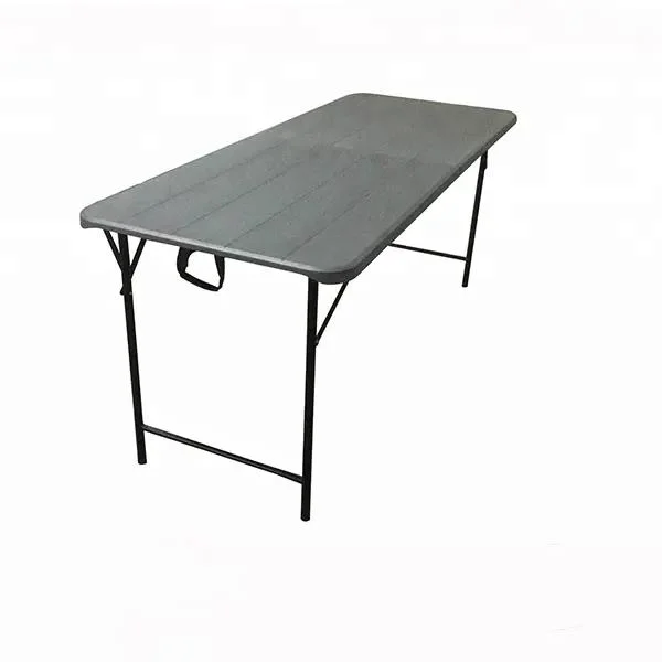 Lightweight Small Woodgrain Top Portable Plastic Foldable Table Folding Picnic Table