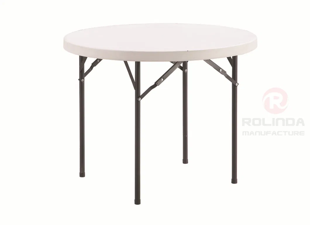 Round 94cm HDPE Material Plastic Backet Panel Metal Folding Table