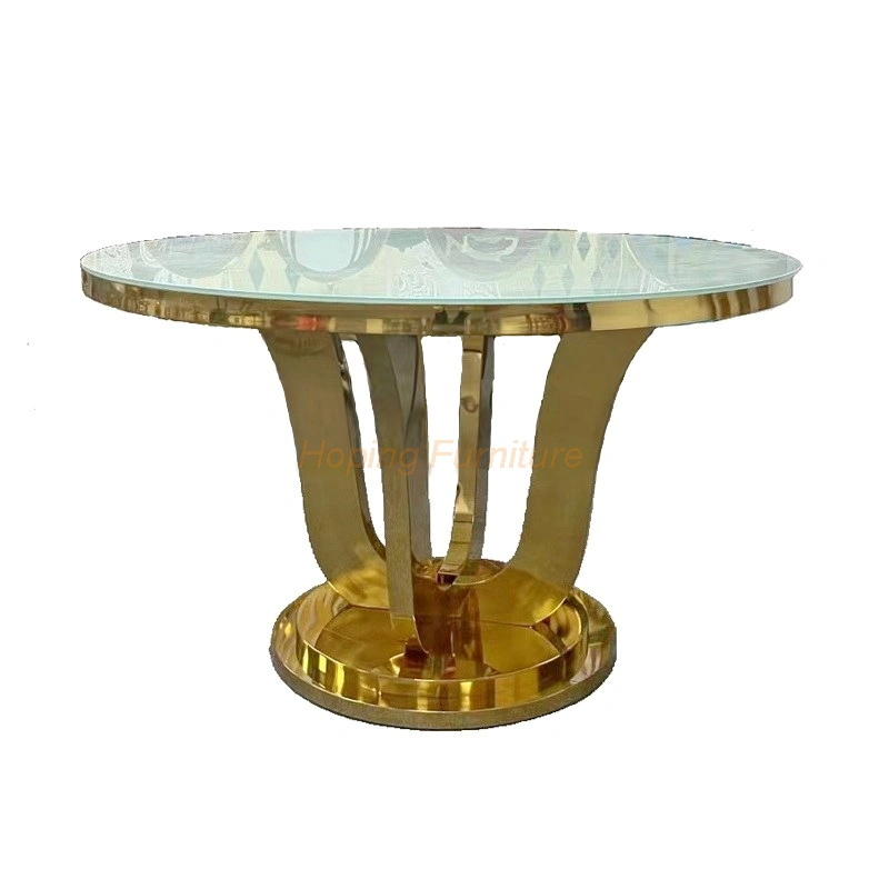 Modern Home Restaurant Furniture Chair Set Flower Decor Hole Metal Stainless Steel Back Marble Top Dining Room Table Black Glass Banquet Cake Stand Table