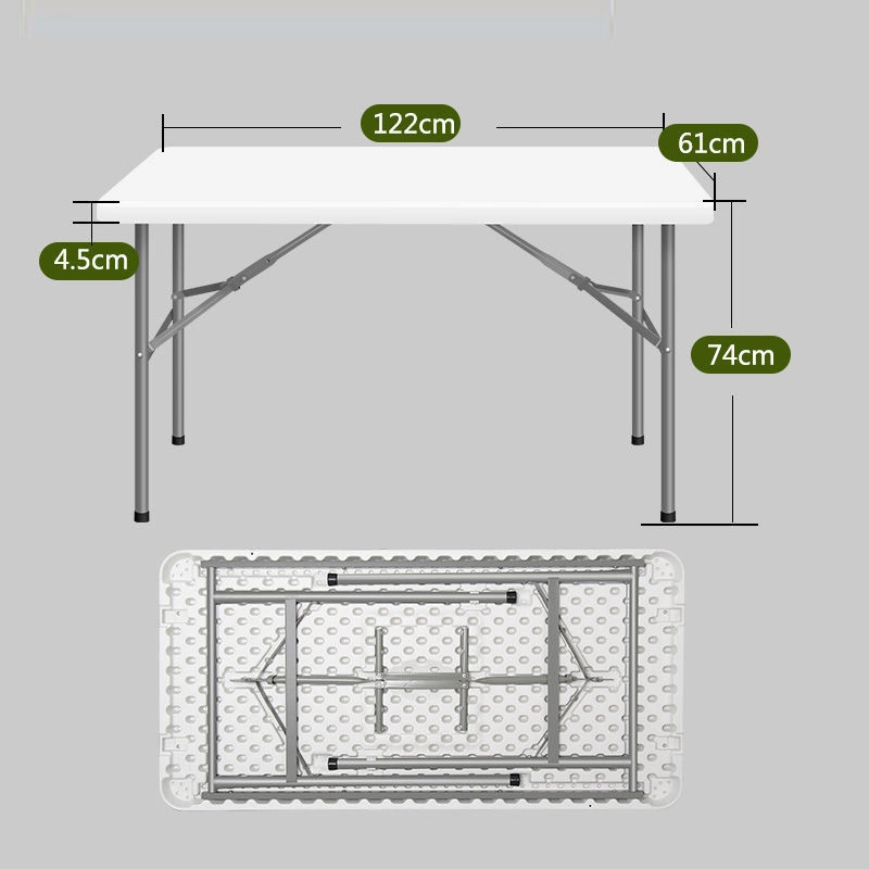 High Quality Foldable Furniture White Modern Plastic Metal Dining Rental Outdoor Folding Table