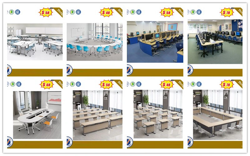 Wooden Office Metal Furniture Folding Tables Computer School Desk Conference Table with Wheels