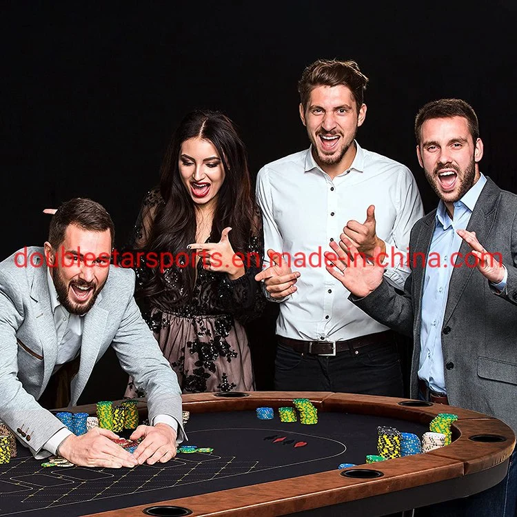 Foldable and Portable 10 Players Poker Casino Game Table with Cushioned Rail