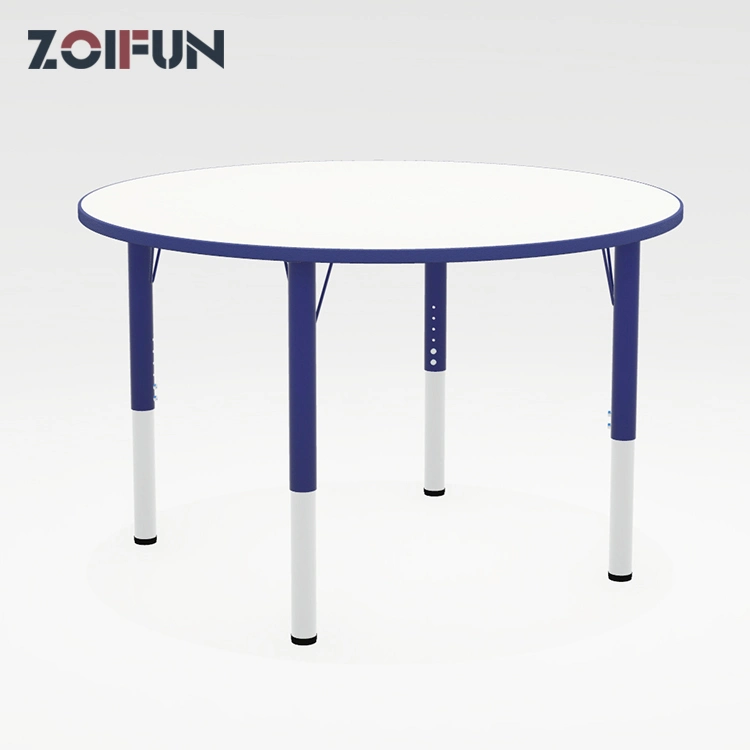 Zoifun 2022 New Children School Classroom Furniture Student Three Legs Wood HPL Laminate Activity Round Study Table Chair Set