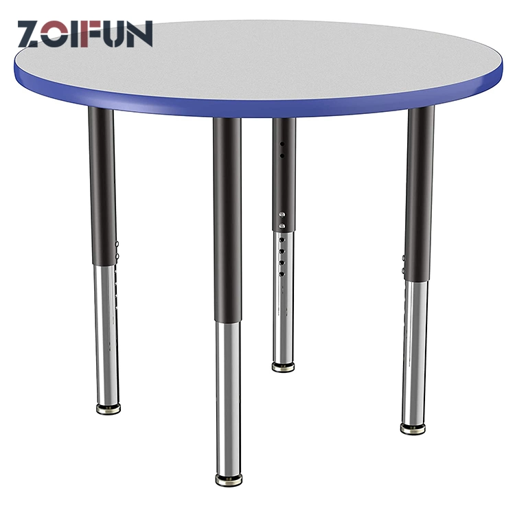 Zoifun 2022 New Children School Classroom Furniture Student Three Legs Wood HPL Laminate Activity Round Study Table Chair Set